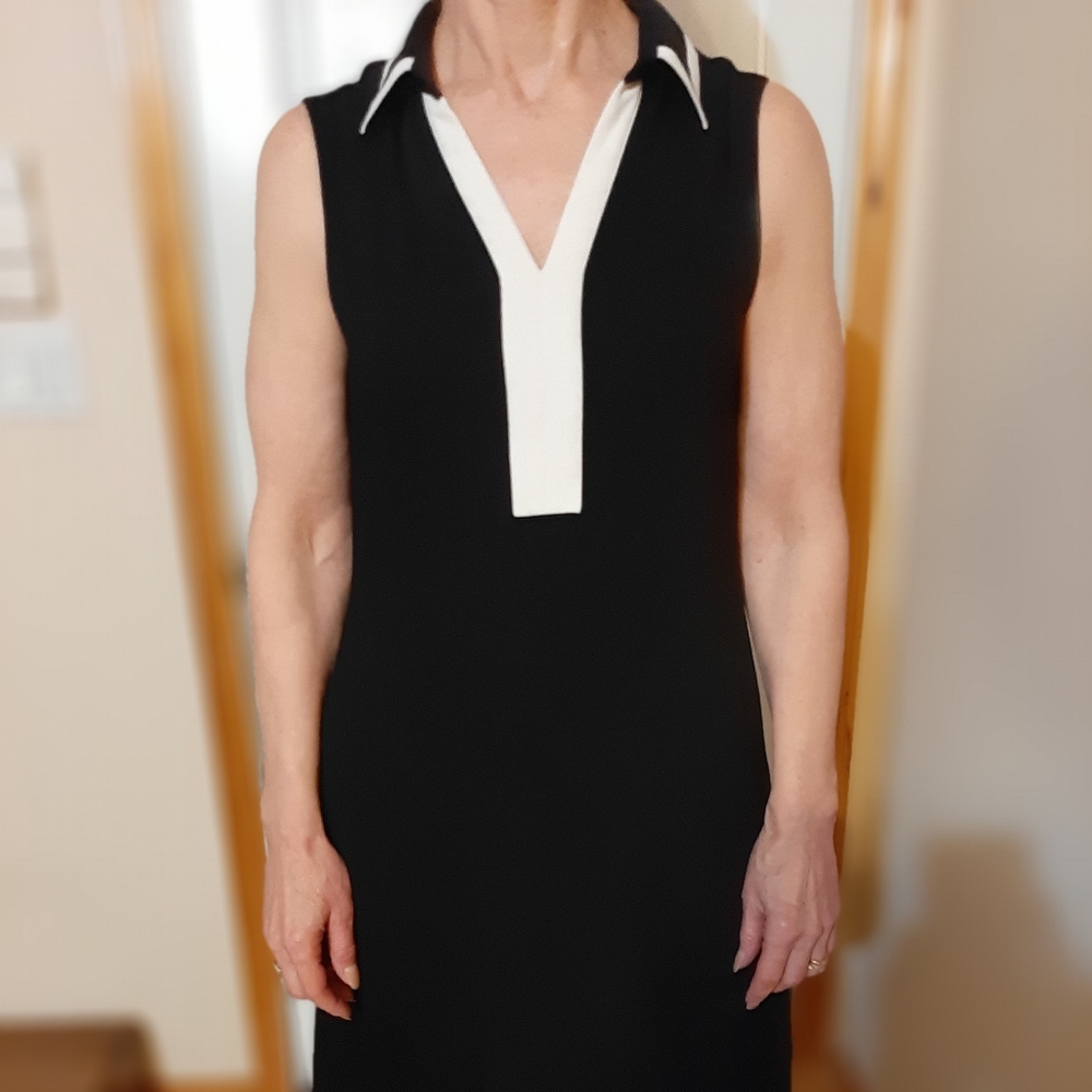 Calvin Klein Black Dresss with White Trim, Size 8